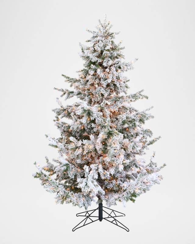 Deluxe Flocked Asheville Pine 9.5' Pre-Lit Christmas Tree